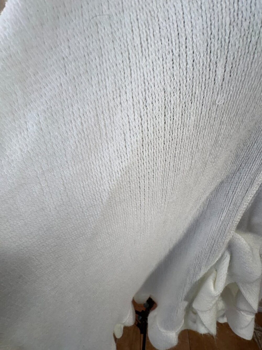 Croft & Barrow Ivory Ruffle Ruana Wrap Wedding Guest Evening Shawl One Size - Picture 5 of 6
